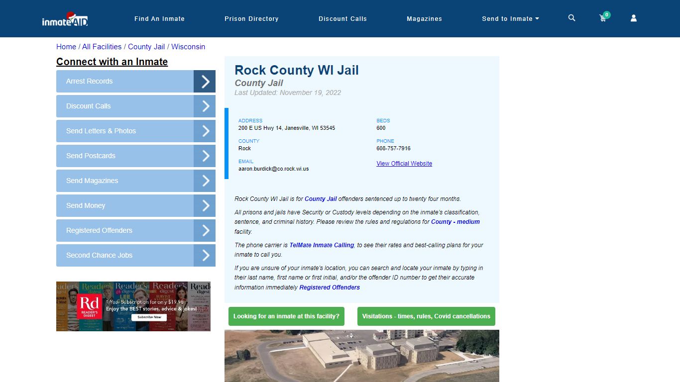 Rock County WI Jail - Inmate Locator - Janesville, WI